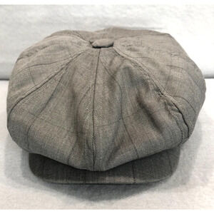 Penguin Newsboy Size M/L Gray Striped Plaid Golf Cap Driving Classic Hat
